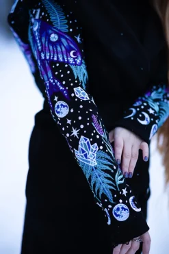 Restyle ENCHANTED FOREST HOODIE with detailed embroidery moth and fern
