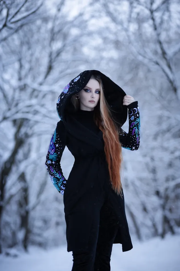 Restyle ENCHANTED FOREST HOODIE with detailed embroidery moth and fern