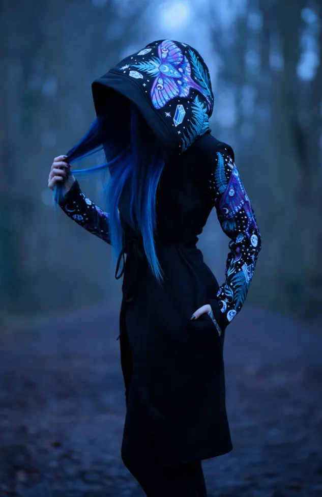 Restyle ENCHANTED FOREST HOODIE with detailed embroidery moth and fern