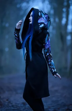 Restyle ENCHANTED FOREST HOODIE with detailed embroidery moth and fern