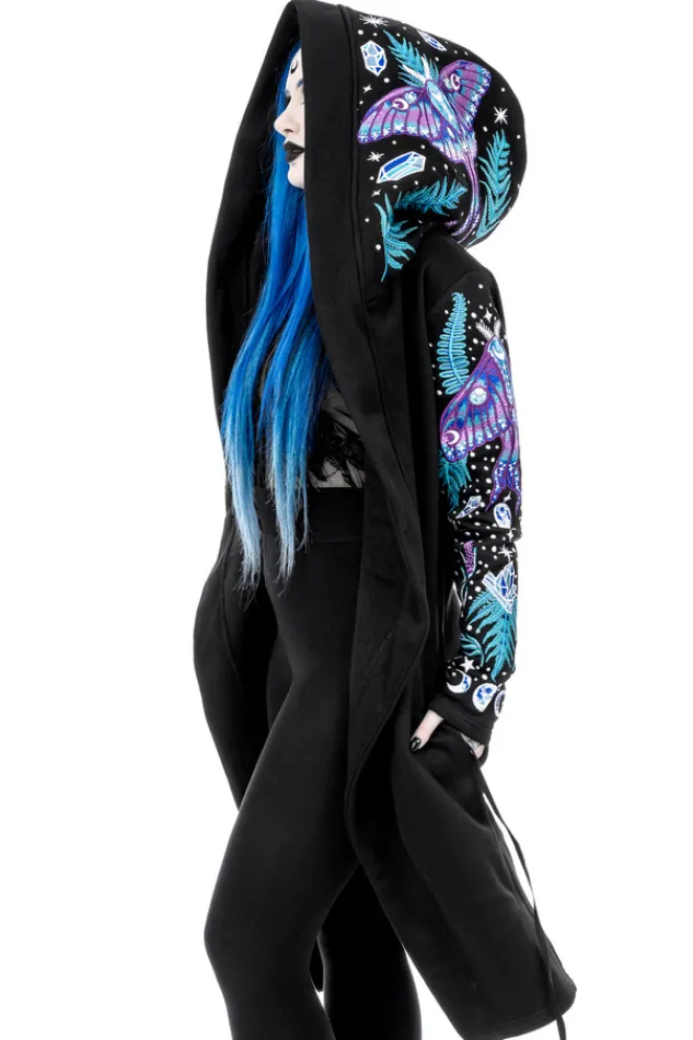 Restyle ENCHANTED FOREST HOODIE with detailed embroidery moth and fern