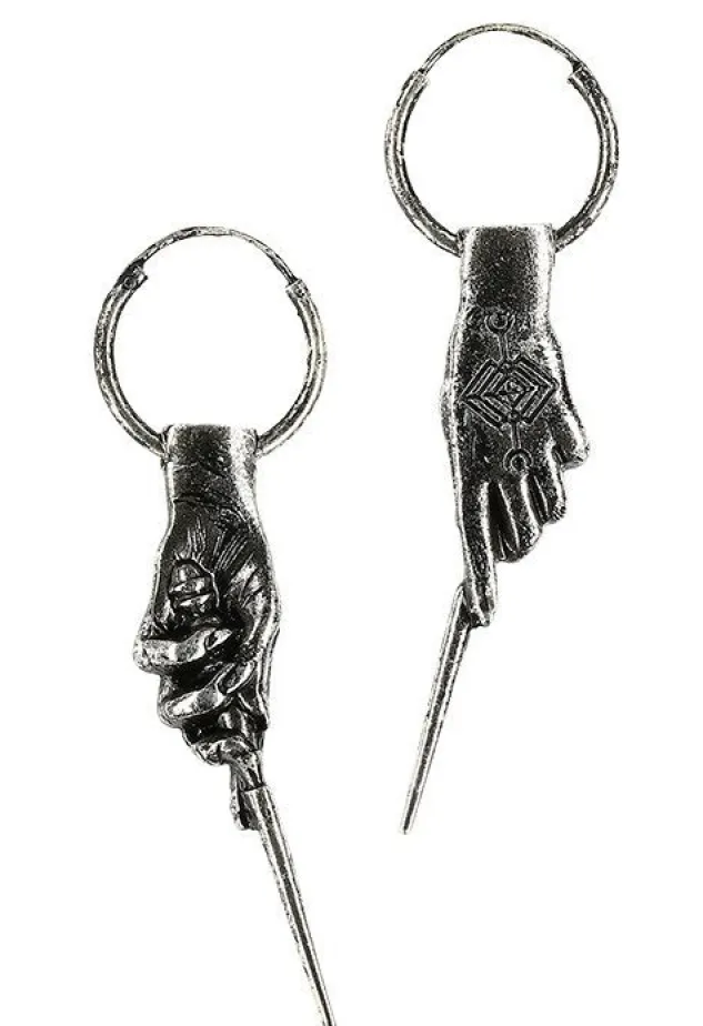 Restyle Gothic 925 Silver earrings MAGIC WAND HOOPS