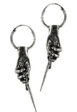 Restyle Gothic 925 Silver earrings MAGIC WAND HOOPS
