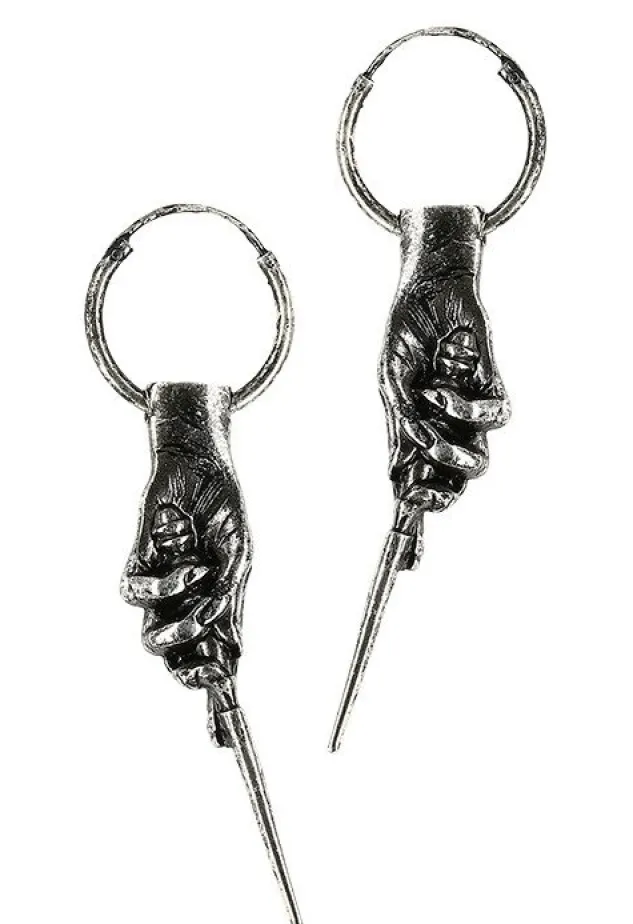 Restyle Gothic 925 Silver earrings MAGIC WAND HOOPS