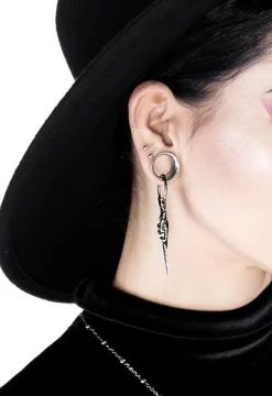 Restyle Gothic 925 Silver earrings MAGIC WAND HOOPS