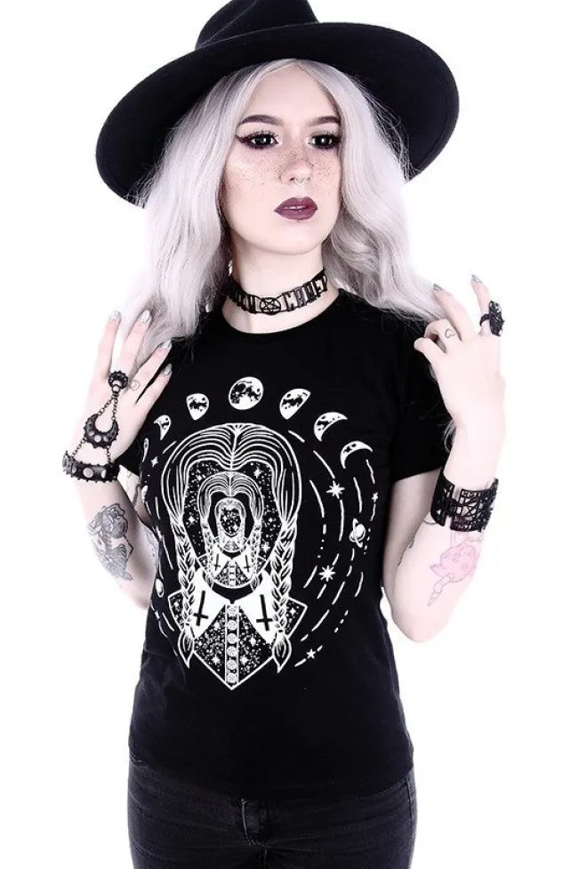 Restyle Gothic blouse with wednesday Addams T-shirt "TRIPPIN WEDNESDAY"