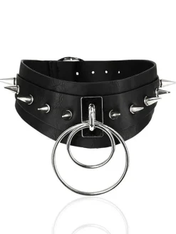 Restyle Gothic choker DOUBLE SPIKED CHOKER