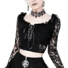 Restyle Gothic Cropped Lace Top with sweetheart neckline