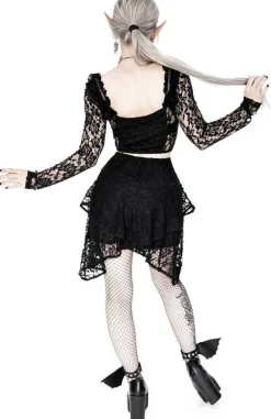 Restyle Gothic Cropped Lace Top with sweetheart neckline