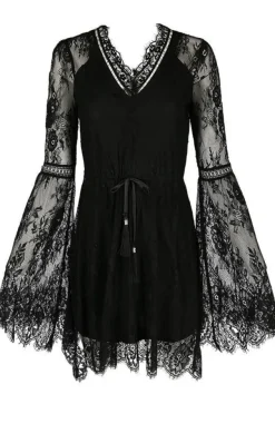 Restyle Gothic Eyelash Lace Dress Black