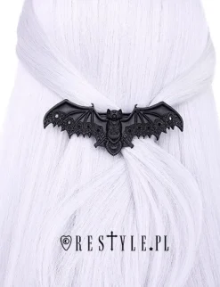 Restyle Gothic hair barrette, crescent bat, occult jewellery "LACE BAT BLACK HAIRCLIP"