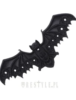 Restyle Gothic hair barrette, crescent bat, occult jewellery "LACE BAT BLACK HAIRCLIP"
