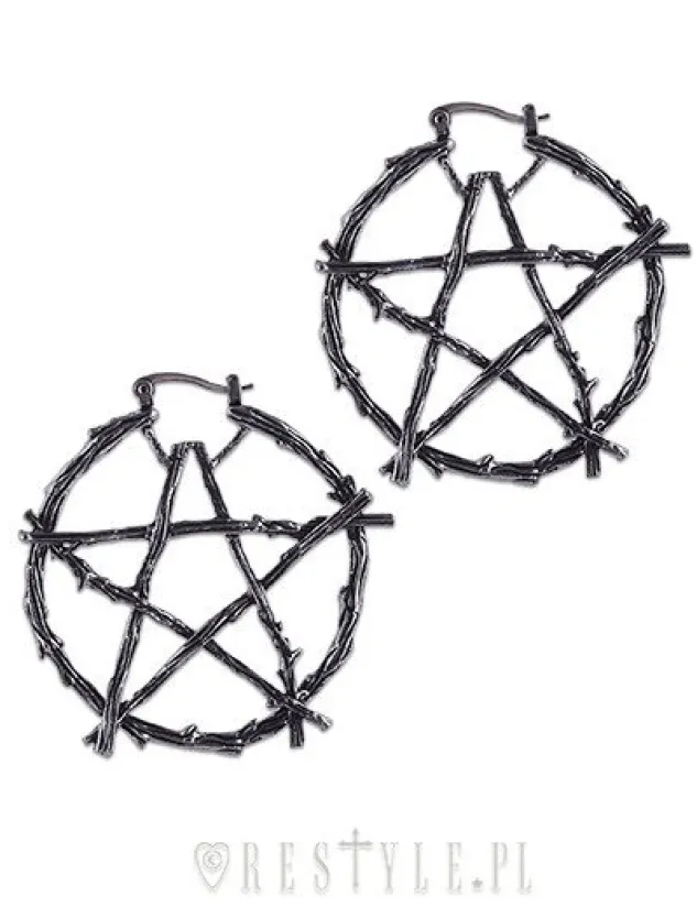 Restyle Gothic hoop earrings, occult fashion "BRANCH PENTAGRAM EARRINGS"