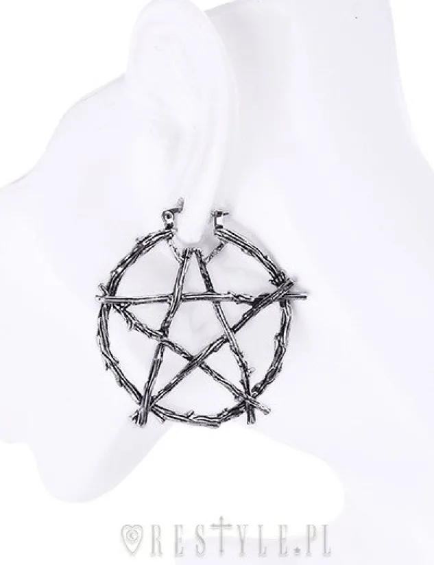 Restyle Gothic hoop earrings, occult fashion "BRANCH PENTAGRAM EARRINGS"