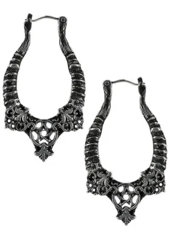 Restyle Gothic Horns Earrings Silver
