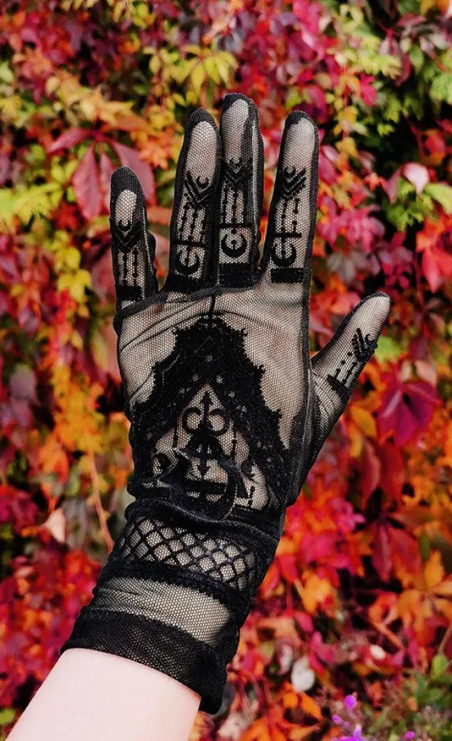 Restyle Gothic mesh gloves mehndi pattern, alchemical symbols "Henna Gloves"