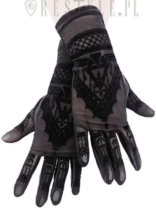 Restyle Gothic mesh gloves mehndi pattern, alchemical symbols "Henna Gloves"