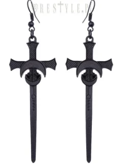 Restyle Gothic moon earrinngs, Occult jewellery "BLACK SWORDS EARRINGS"