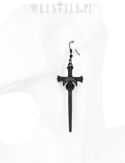 Restyle Gothic moon earrinngs, Occult jewellery "BLACK SWORDS EARRINGS"