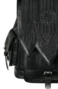 Restyle Gothic Rosette Backpack with pockets Inverted Cathedral embroidery