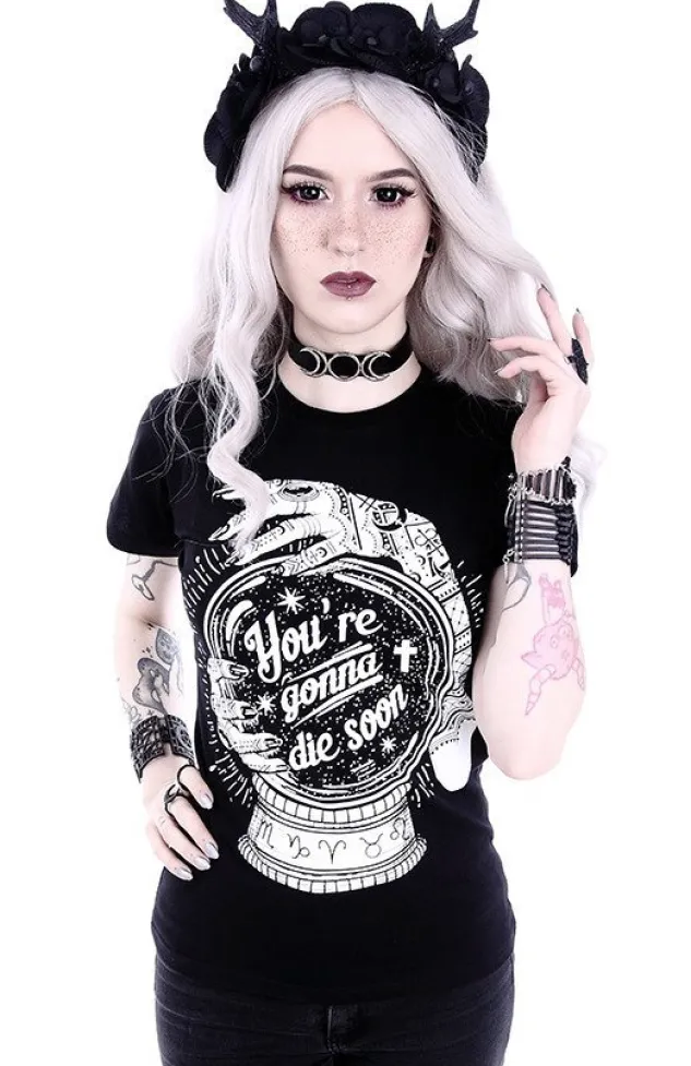 Restyle Gothic t-shirt with a magic ball "You're gonna die soon"
