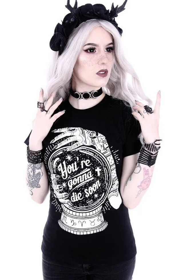 Restyle Gothic t-shirt with a magic ball "You're gonna die soon"