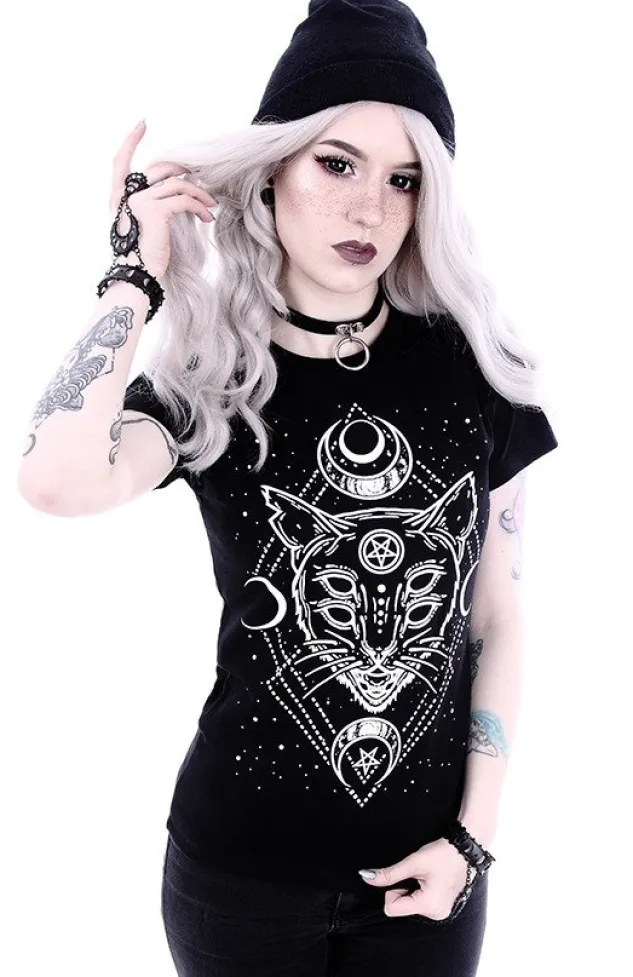 Restyle Gothic t-shirt with a Moon Cat "GALAXY CAT"
