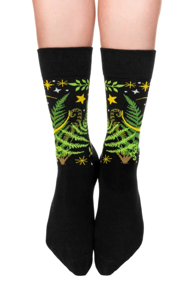 Restyle HERBAL JACQUARD SOCKS FERN LEAVES AND CRESCENT