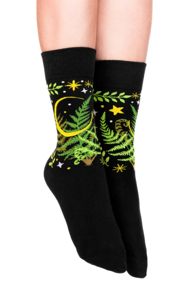 Restyle HERBAL JACQUARD SOCKS FERN LEAVES AND CRESCENT