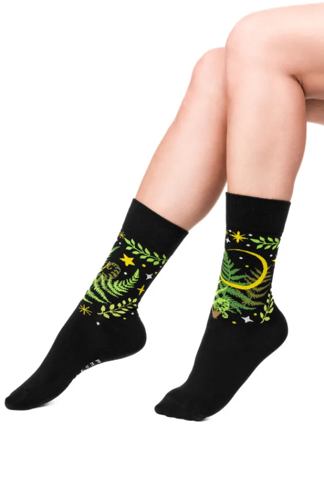 Restyle HERBAL JACQUARD SOCKS FERN LEAVES AND CRESCENT
