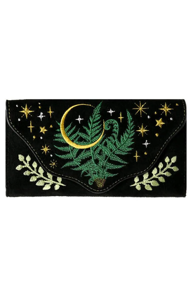 Restyle HERBAL WALLET embroidered oblong wallet with fern