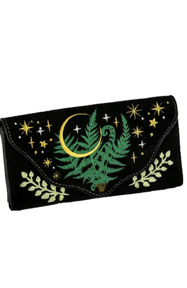 Restyle HERBAL WALLET embroidered oblong wallet with fern