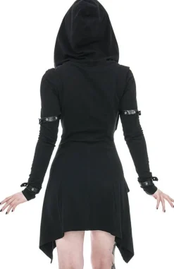 Restyle Long asymmetric Black Hecate Draped Hoodie