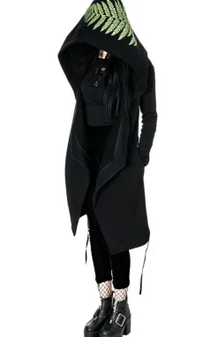 Restyle Long, gothic Fern Hoodie with oversized hood 