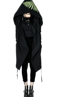 Restyle Long, gothic Fern Hoodie with oversized hood 