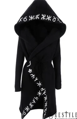 Restyle Long, Runic jacket with oversized hood "RUNES HOODIE"