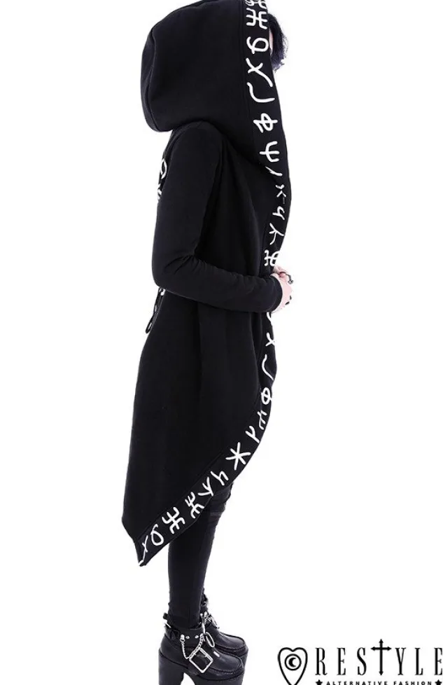 Restyle Long, Runic jacket with oversized hood "RUNES HOODIE"
