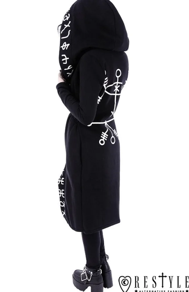 Restyle Long, Runic jacket with oversized hood "RUNES HOODIE"