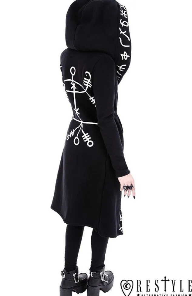 Restyle Long, Runic jacket with oversized hood "RUNES HOODIE"