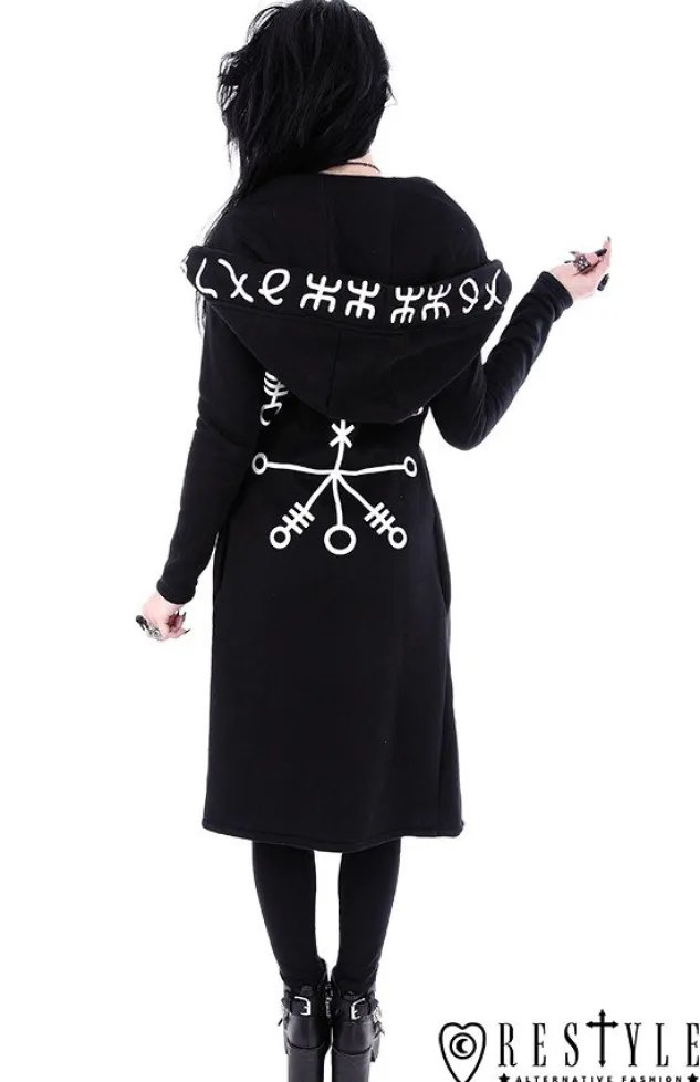 Restyle Long, Runic jacket with oversized hood "RUNES HOODIE"