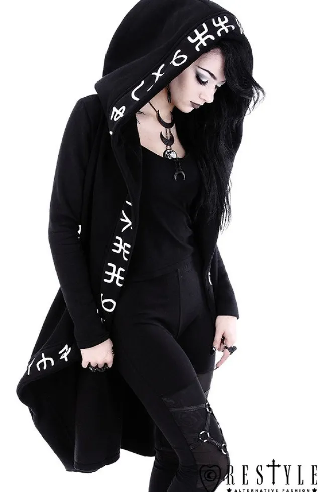 Restyle Long, Runic jacket with oversized hood "RUNES HOODIE"