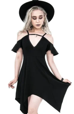 Restyle Moon Keyhole Tunic Black Jersey Dress