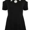 Restyle Moon Phases Tunic with cold shoulder, Mesh Moon Dress