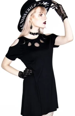 Restyle Moon Phases Tunic with cold shoulder, Mesh Moon Dress