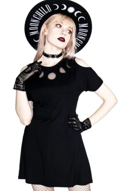 Restyle Moon Phases Tunic with cold shoulder, Mesh Moon Dress