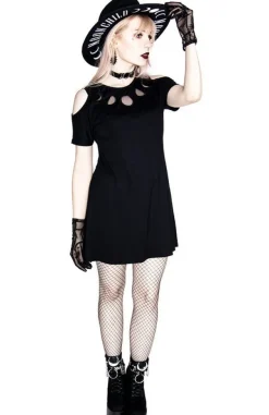 Restyle Moon Phases Tunic with cold shoulder, Mesh Moon Dress