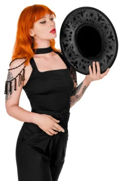 Restyle ROSARIUM LASER CUT HAT, cathedral wide brim hat