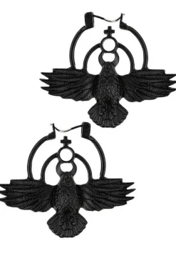 Restyle THE CROW EARRINGS Raven pagan hoops