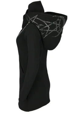 Restyle TWIN MOON HOODIE black gothic double zipped jacket with print