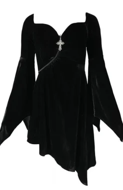 Restyle Velvet Asymmetric VAMP DRESS Heart neckline
